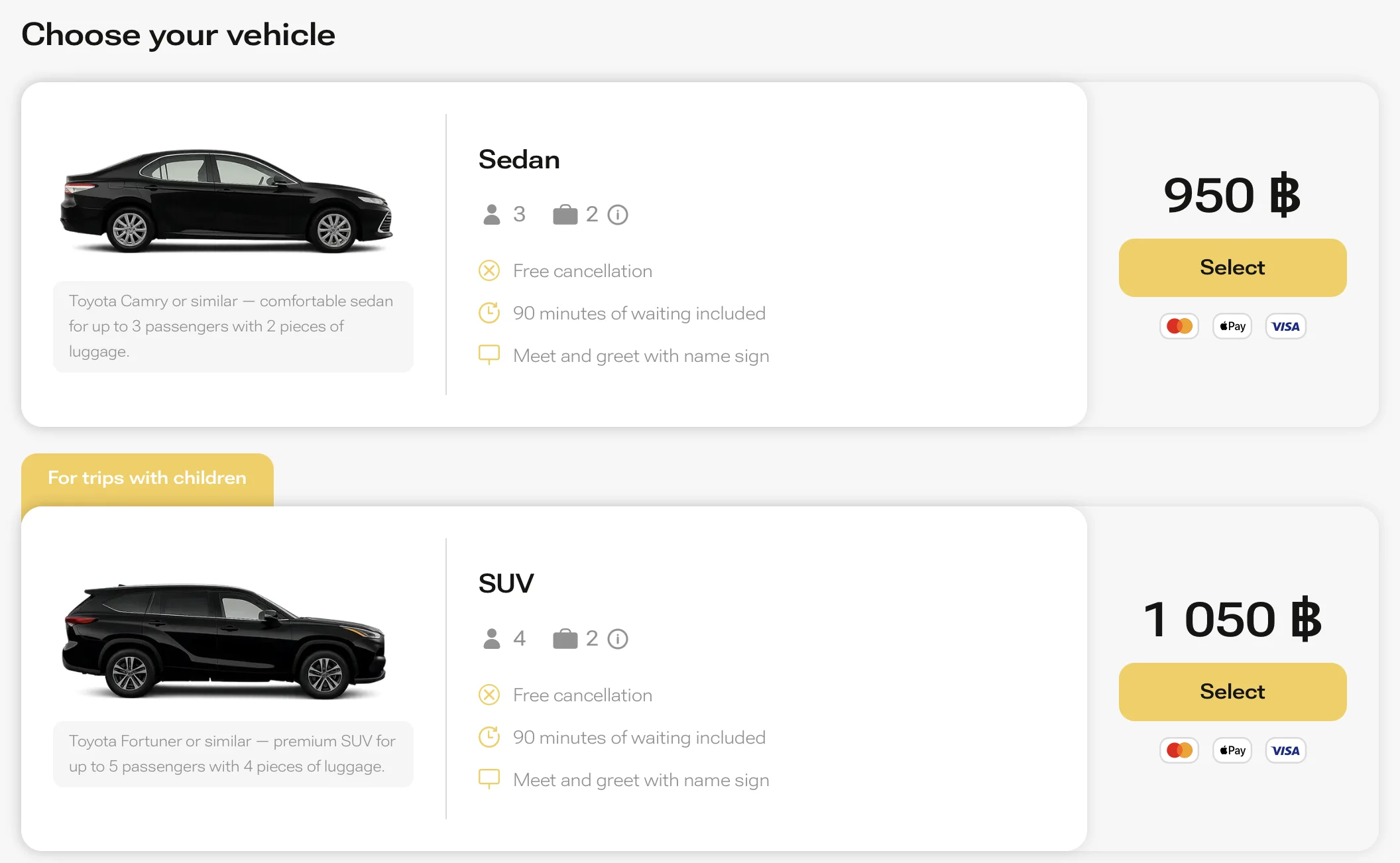 Screenshot showing vehicle capacity